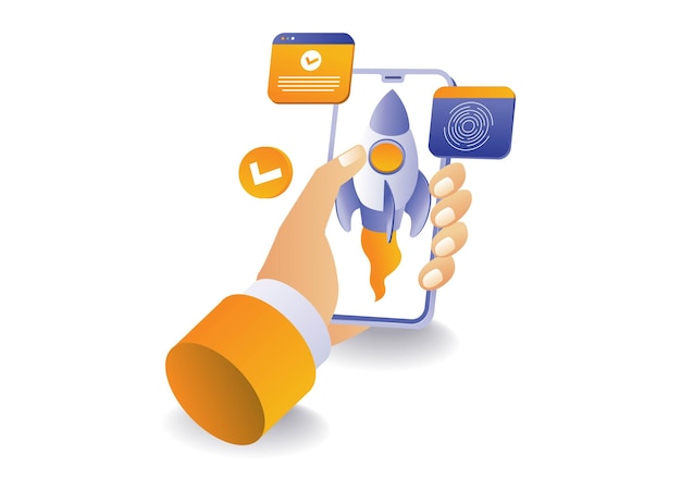 Start der Rakete, Start des Smartphones