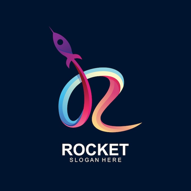 Start des raketenlogo-designvektors