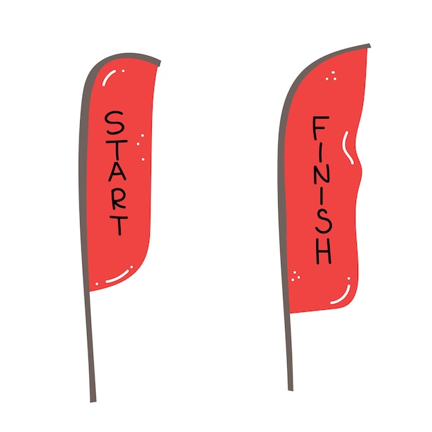Vektor start- und zielbanner oder flaggen für outdoor-sportveranstaltungen. wettkampfrennen-vektorillustration