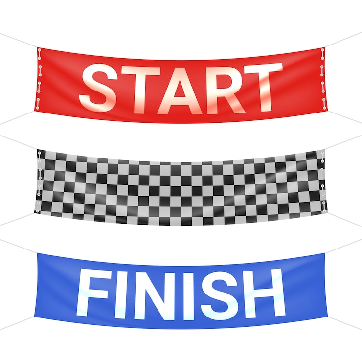 Vektor start-ziel-rennbanner