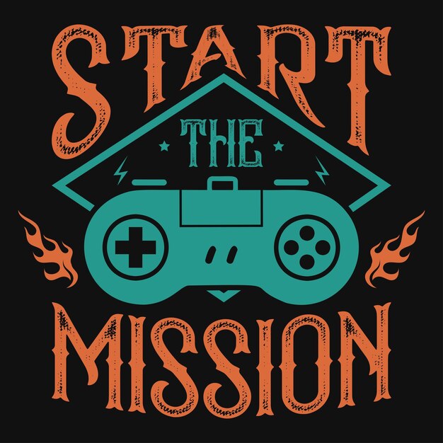 Vektor starten sie das design des mission-gaming-grafik-t-shirts