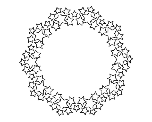 Starten Sie den Dekorationsrahmen im Vektor. Sterne abstrakter runder Rand