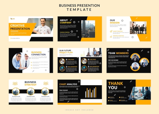 Starten Sie ein modernes, bearbeitbares Powerpoint-Präsentationsfoliendesign-Vorlagenset für Unternehmen