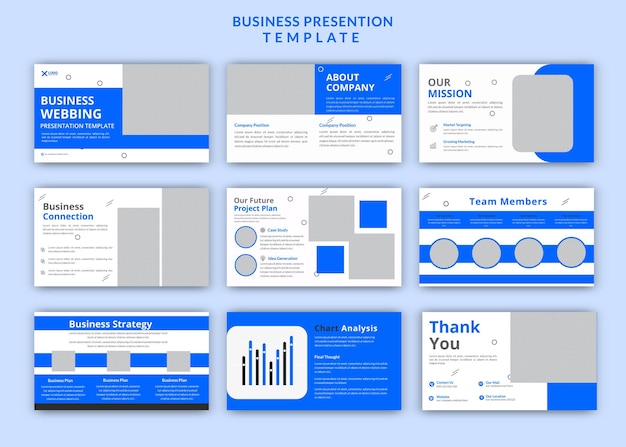 Starten sie ein modernes powerpoint-präsentationsvorlagen-designset für bearbeitbare präsentationen