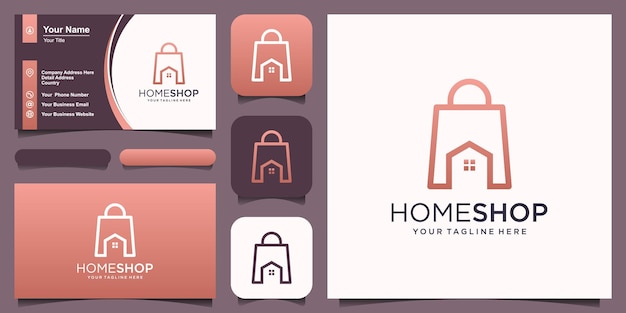 Startseite shop logo-designs vorlage, tasche mit haus kombiniert.