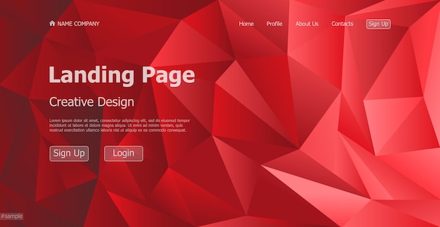 Startseite zielseite rote geometrische vorlage landing business seite digitale website landing page designkonzept vektor