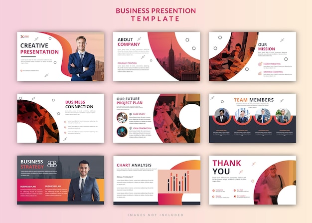 Startup minimal business editierbarer powerpoint-folien-präsentationsdesign-vorlagensatz