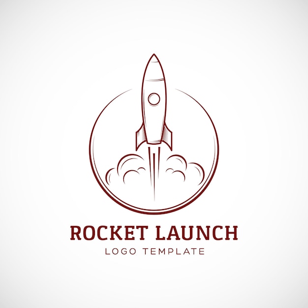 Startup rocket space ship abstract vector logo template oder label badge isolierte illustration perfekt für corporate identity