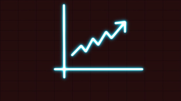 Statistisches Logo steigende Diagramme Pfeil nach oben Futuristische Erhöhung Pfeildiagramm digitale Transformation abstrakte Technologie Hintergrund Vektorillustration
