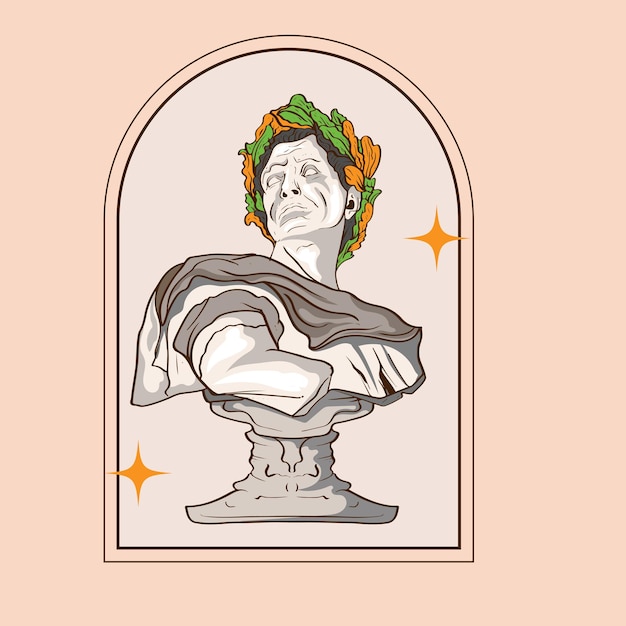 Vektor statuen römischer gelehrter. griechische marmorskulpturen des menschlichen körpers und architektonische griechische götter