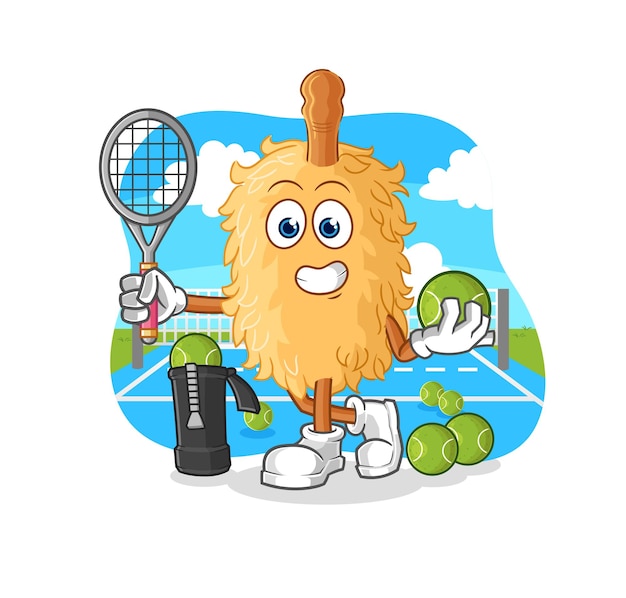 Staubwedel spielt tennisillustrations-charaktervektor