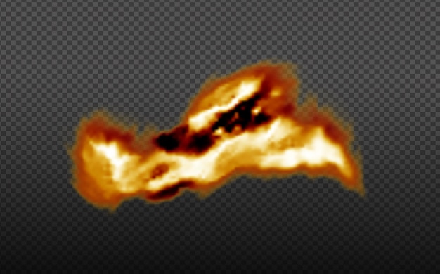 Vektor staubwolke mit feuer, zigarettenrauch und schwarzem smog. realistischer vektor isoliert auf transparentem hintergrund