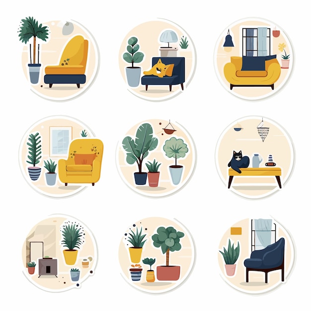 Vektor stay_at_home_stickers_pack