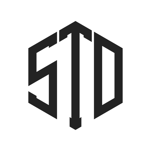 STD-Logo-Design Anfangsbuchstaben STD-Monogramm-Logo in sechseckiger Form