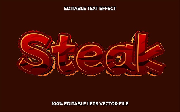 Steak 3d-text-effekt bearbeitbarer text für die überschrift der vorlage