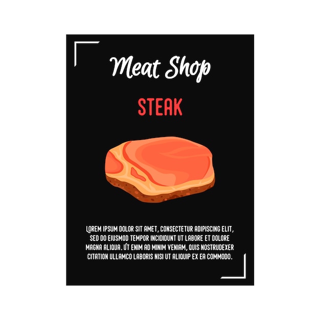 Vektor steak fleisch poster, banner für grill