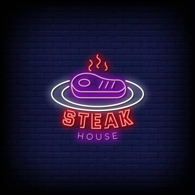 Steak house neon signs style text