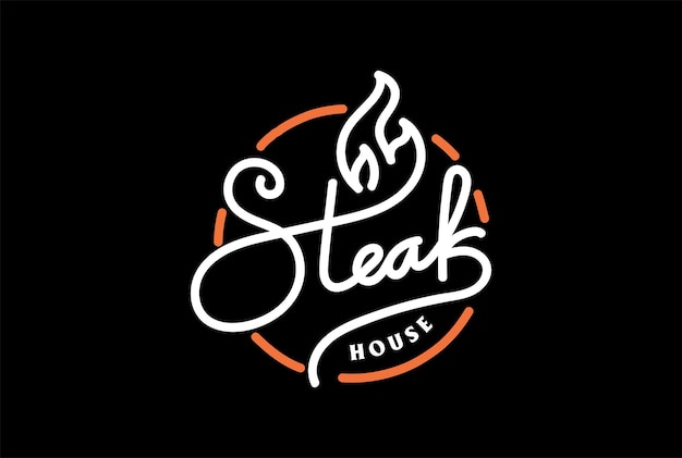 Steak House Type Text Word Lettering Font für BBQ Grill Restaurant Logo Design