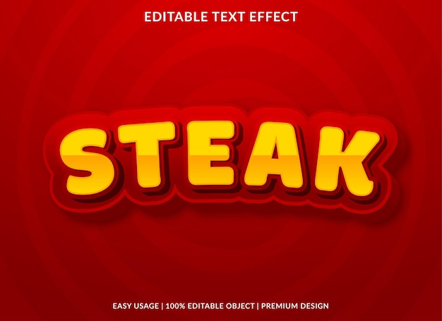 Steak-texteffektvorlage mit bearbeitbarem layout und abstraktem stil für firmenlogo und marke