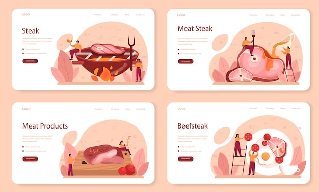 Steak web banner oder landing page set