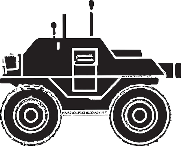 Stealthy armored vehicle-logo mit dunklen tönen und scharfen linien