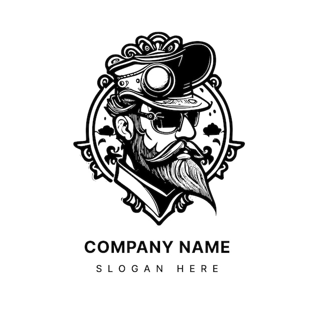 Vektor steampunk-mann-piraten-logo-illustration