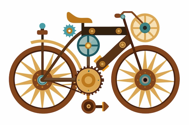Steampunk Mechanical Cycle Vektor auf weißem Hintergrund