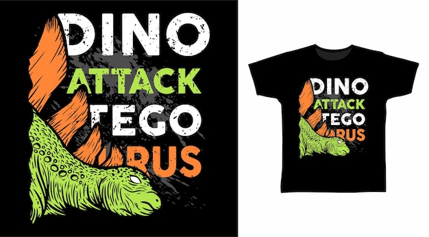 Stegosaurus dino angriff typografie t-shirt design