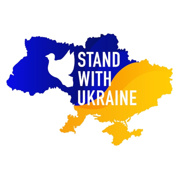 Vektor stehen sie mit ukraine-poster-vorlage mit silhouette der ukrainischen karte motivations-poster-vorlage