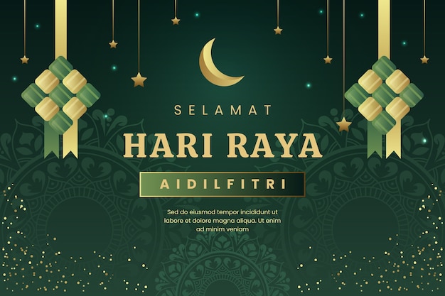 Vektor steigungshintergrund für die islamische hari raya aidilfitri feier