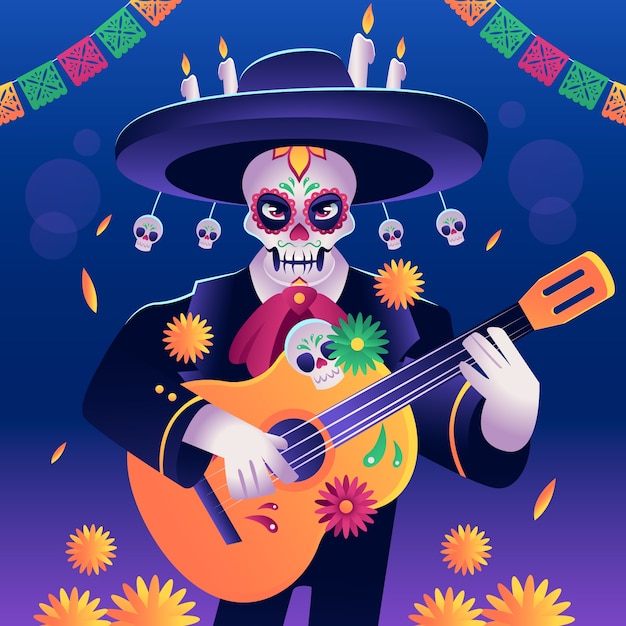 Vektor steigungsillustration für dia de muertos-feier