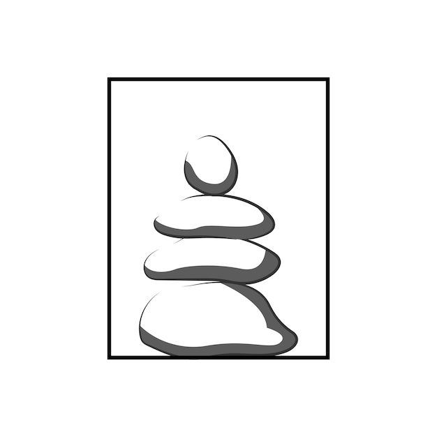 Vektor stein-logo, vektor-zen-meditation, stein, gleichgewicht, ruhe, yoga, minimalistisches, einfaches design