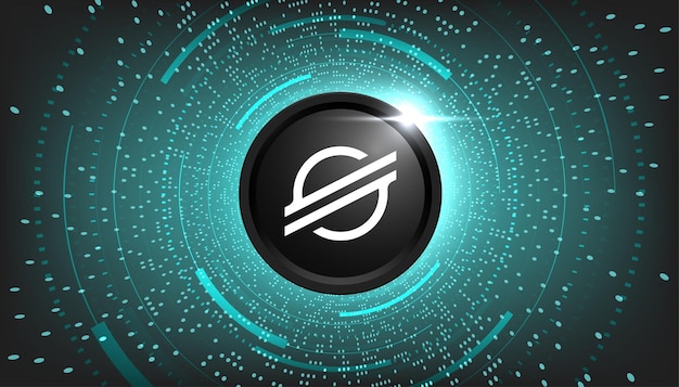 Stellar XLM-Kryptowährungs-Banner XLM-Symbol auf modernem grünem Hintergrund