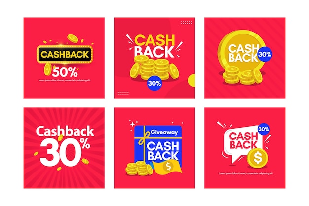 Stellen sie die cashback-designvorlage für banner ein.