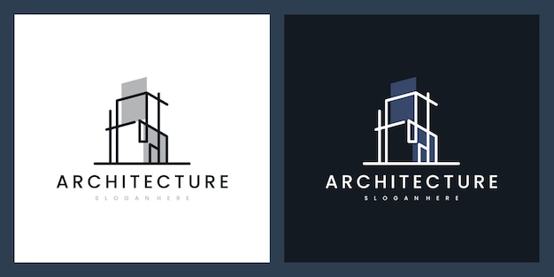 Stellen sie die logo-architektur mit der inspiration des linienkonzept-logo-designs ein