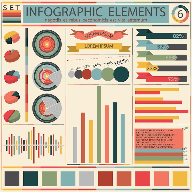 Vektor stellen sie elemente von retro-infografiken ein. vektor-illustration