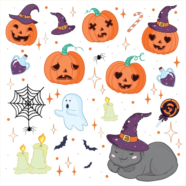 Stellen sie illustration von schrulligem spaß retro halloween ein