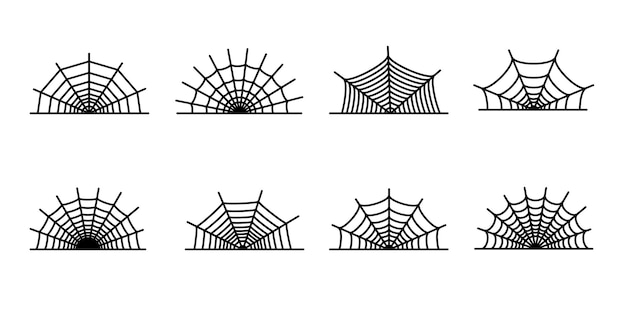 Stellen sie mit spinnennetzikonen ein. halloween-dekoration mit spinnennetz. spinnennetz flacher vektor