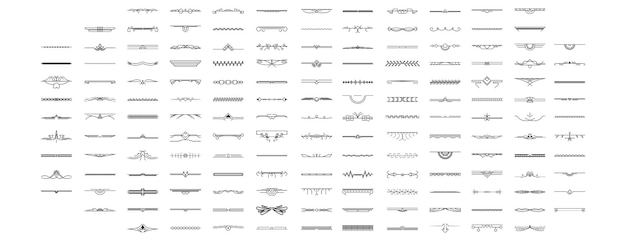 Stellen Sie schwarze einfache Linie Sammlungs-Gekritzel-Grenzelemente-Vektordesign-Art-Skizze lokalisiert ein