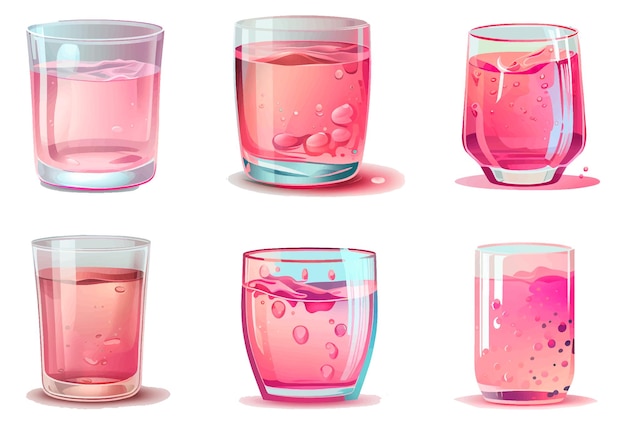 Stellen Sie Vektorillustration des muslimischen rosa Wasserglas-Ramadan-Konzepts ein