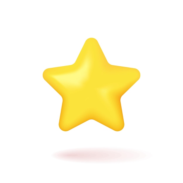 Stern gelb goldene Farbe Realistisches 3D-Design im Cartoon-Stil aus Kunststoff