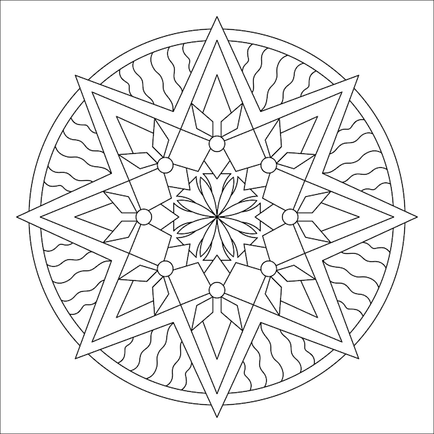 Stern-Mandala-Illustration für Malvorlagen