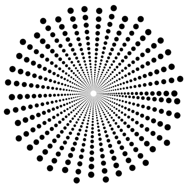 Stern rundes element halbtonstrahlen isoliert auf weißem hintergrund geometrische form des schwarzen logos