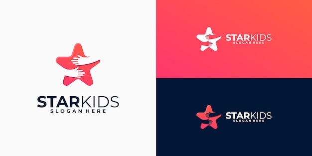 Sterne kinder logo design-idee. traumsternlogo, handlogo