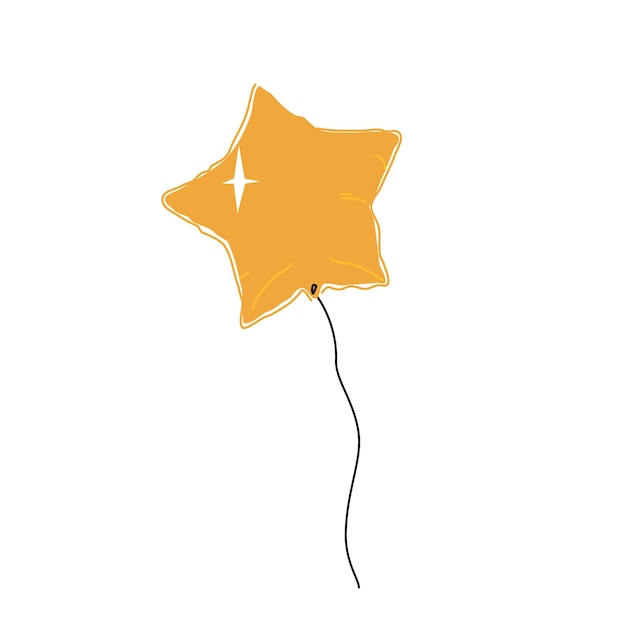 Sternförmiger Heliumballon Flach schöne Vektor-Clipart isoliert auf weißem Hintergrund