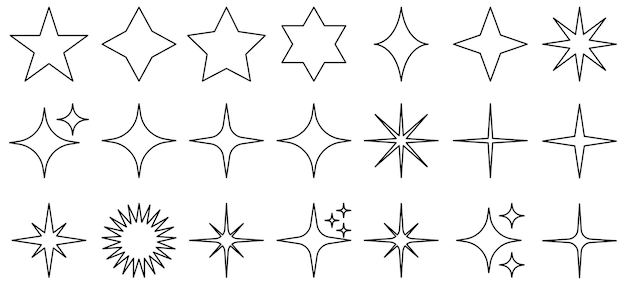 Sternsymbole mit glitzernder Linie gesetzt