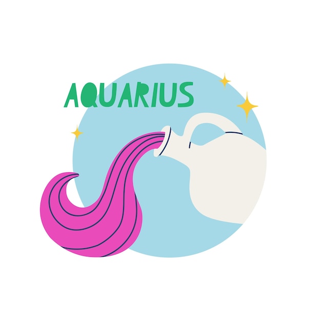 Sternzeichen Wassermann Das elfte Symbol des Horoskops Astrologisches Zeichen der im Februar Geborenen Vektorillustration für Design