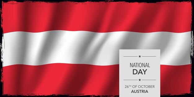 Österreich Happy National Day Grußkarte, Banner-Vektor-Illustration. Österreichischer Gedenkfeiertag 26. Oktober Gestaltungselement mit Bodycopy