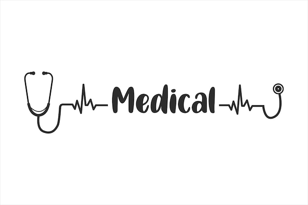 Stethoskop Herz Vektor Medizinische Werkzeuge Vektor Stethoskop Typografie Doktor Krankenschwester Gesundheit