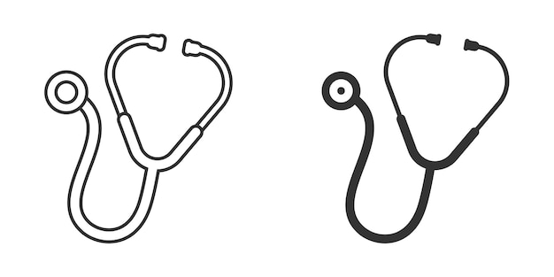 Stethoskop-Ikonen im flachen Stil Herzdiagnose-Vektor-Illustration auf isoliertem Hintergrund Medizin-Zeichen-Geschäftskonzept